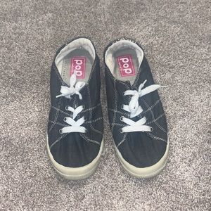 Gray sneaker-like shoes.